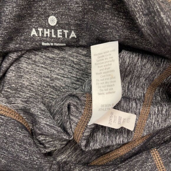 Athleta SIZE XS Gray Charcoal Heathered Capri Leggings w Black Mesh Bottom - Picture 4 of 5